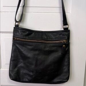 Margot Black Leather Crossbody Bag
